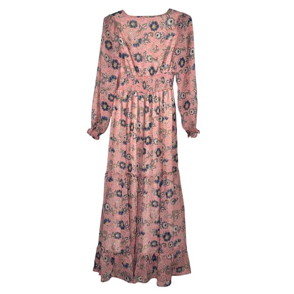 Patrons of Peace Floral Long Sleeve Smocked Maxi Dress XS - Picture 4 of 12